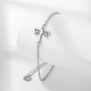 Elegante roestvrijstalen libellenarmband met opengewerkte hanger en verstelbare ketting