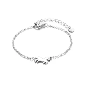 Poliertes Edelstahl-Pferdeanhänger Armband mit verstellbarer Kette und Karabinerverschluss