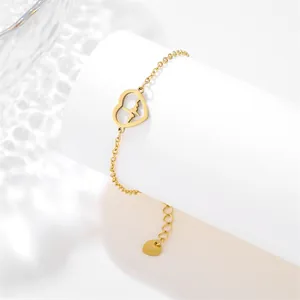Minimalist Stainless Steel Heart EKG Bracelet For Women Adjustable Hollow Heartbeat Wave Chain Bracelet Jewelry Gift