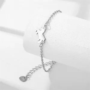 Minimalistisches Edelstahl-Pferdearmband für Damen mit zarter Gliederkette in Silber