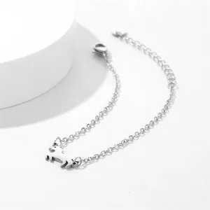 Makroaufnahme der minimalistischen Edelstahl-Pony-Charm-Armband mit verstellbarer Schließe