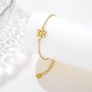 Fashion Stainless Steel Snowflake Pendant Bracelet For Women Elegant Gold Silver Plated Adjustable Cross Chain Jewelry Gift