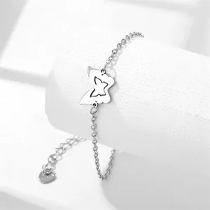 Gepolijste roestvrijstalen vlinderarmband met verstelbare ketting voor dames