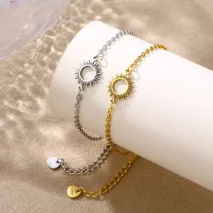 Bracciali minimalisti in acciaio inossidabile con ciondolo a sole in oro e argento