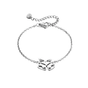 Minimalistisches Armband aus silbernem Edelstahl mit Doppelglöckchen und Herzanhänger