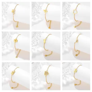 Stainless Steel Bracelet Heart Stethoscope Cross Smile Face Tree Of Life Hamsa Butterfly Anchor Star Of David Adjustable Gold Jewelry Gift