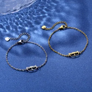 S925 stainless steel hollow book pendant bracelets in gold and silver finish