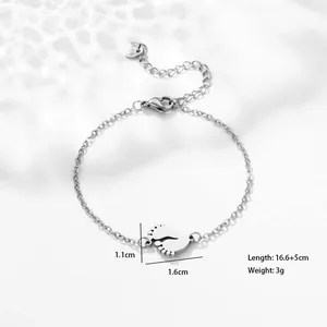 Detail of silver baby footprints pendant bracelet with dimensions and weight specs