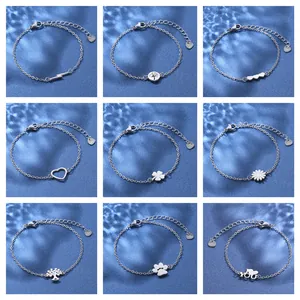 Stainless Steel Charm Bracelet Adjustable Chain Daisy Tree Of Life Heart Dragonfly Elephant Dolphin Fashion Jewelry Gift