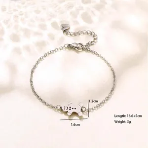Silver snowman gingerbread man pendant bracelet with adjustable stainless steel chain