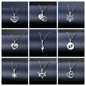 Halskette Mit Anhänger Aus Edelstahl Für Damen Elegant Hohl Herz Blume Tier Geometrisch Modeschmuck Täglich Party Geschenk Accessoire