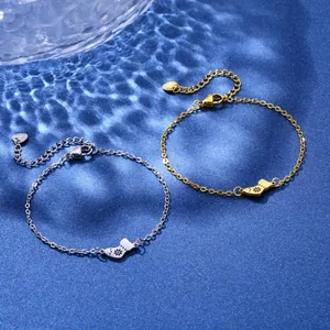 Minimalist stainless steel Christmas stocking bracelets in gold and silver finish