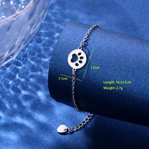 Vue détaillée du bracelet patte en acier inoxydable de 16,5+5cm avec pendentif de 1,5cm