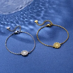 Bracelets avec pendentif toile d'araignée en argent et or avec fermoir mousqueton réglable