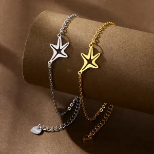 Minimalist Stainless Steel Hollow Starfish Bracelet For Women Gold Silver Plated Sea Star Pendant Adjustable Fashion Jewelry Gift