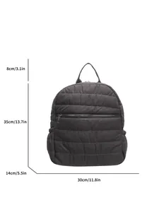 Zaino trapuntato grigio per donna con dimensioni 35x30x14cm e maniglia superiore da 8cm