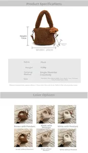 Gedetailleerde afmetingen en kleuropties voor de pluche fleece bucket bag tas