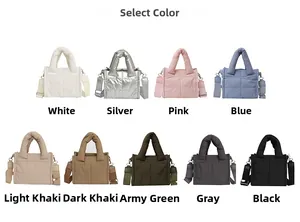 Detailed grid view showcasing nine available colors for the quilted padded crossbody bag