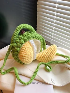 Handgemachte Häkeln Durian Geformte Umhängetasche Für Damen Kinder Baumwolle Gestrickte Mini Handtasche Kreative Frucht Geldbörse