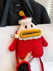 Borsa a Tracolla Mostro Divertente Fatta a Mano all'Uncinetto Stile Babbo Natale Maglia a Mano Borsa Cellulare Donna Bambini