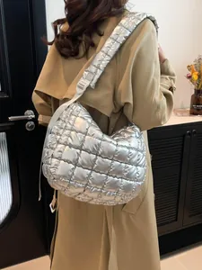Korean Style Quilted Cloud Puffer Bag For Women Large Capacity Lightweight Nylon Shoulder Crossbody Bag Casual Hobo Tote