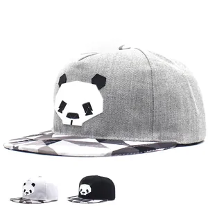 Unisex Geometric Panda Faux Leather Patch Baseball Cap Snapback Hat Low Poly Patterned Brim Adjustable Hip Hop Sun Hat