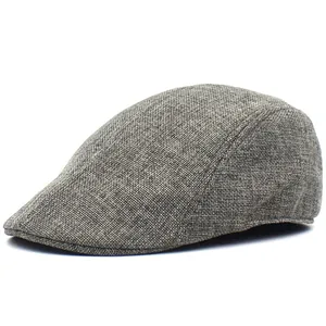Detail shot of breathable mesh texture and fine stitching on the retro grey beret