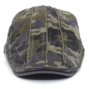 Men's camouflage cotton beret hat for outdoor summer sun protection and hiking