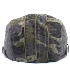Classic camouflage cotton ivy cap for men featuring adjustable side buckles and stitching