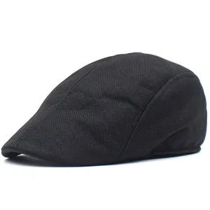 Close-up of the breathable mesh texture and neat stitching on this black flat ivy cap