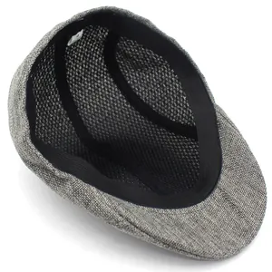 Retro breathable mesh beret cap with flat peak design and moisture-wicking inner band