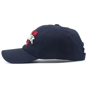 Navy blue cotton baseball cap with New York embroidery and adjustable back strap