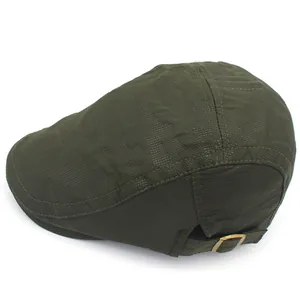 Olive green camouflage mesh ivy cap with breathable embossed fabric and metal buckle