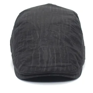 Waterproof black beret flat cap with breathable mesh and sun protection fabric