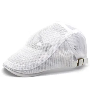 Detail of white mesh ivy cap showing breathable fabric texture and adjustable strap