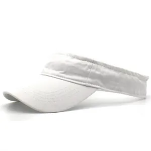 Dettaglio visiera parasole in cotone bianco con cuciture rinforzate sulla tesa curva