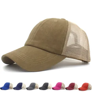 Cappello Trucker Unisex in Cotone con Rete Traspirante Regolabile Berretto da Baseball Vintage a Tinta Unita per Sport all'Aperto Protezione Solare