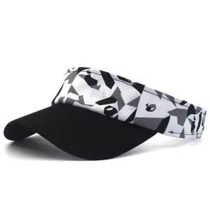 Unisex camouflage visor hat with black brim for outdoor sun protection and sports fashion