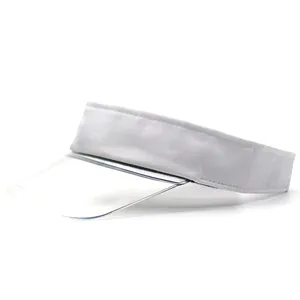 Side view of a white PVC sun visor hat with a clear brim for outdoor summer sports