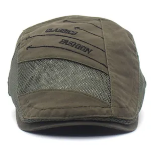 Béret brodé classique avec maille respirante et lettrage de mode pour l'été en plein air