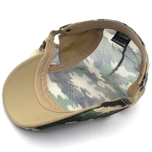 Breathable camouflage mesh beret cap with 100% cotton inner lining and adjustable strap