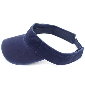 Visiera parasole blu navy in cotone lavato con cinturino regolabile per sport all'aperto