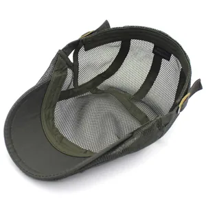 Deep green mesh ivy cap with breathable cotton blend and adjustable side buckle for summer