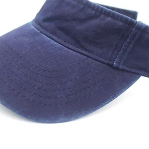 Dettaglio del tessuto in cotone blu navy ad alta densità e cuciture della visiera
