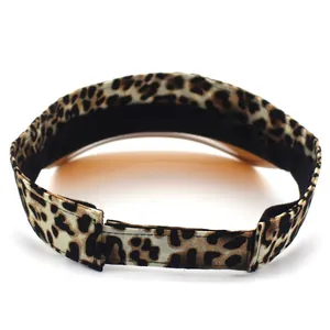 Summer leopard print open top sun visor with adjustable velcro strap for outdoor sports