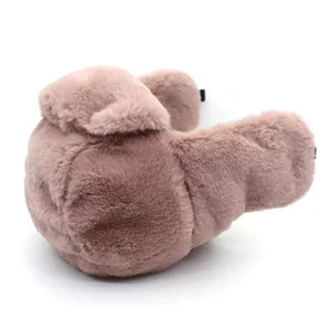 Winter thermal faux rabbit fur trapper hat in dusty pink featuring thick ear flaps