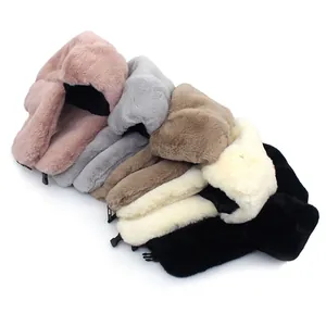 Winter thermal faux rabbit fur earflap hats in various solid colors for men and women