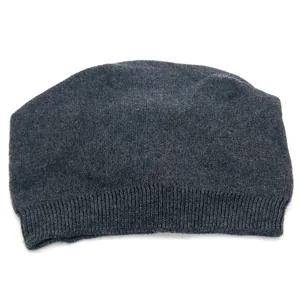 Classic dark grey knitted beanie for women featuring a ribbed cuff and warm thick texture