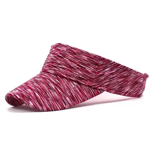 Side view of wine red space-dye knitted sun visor with wide brim and breathable fabric