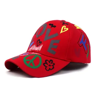 Berretto da Baseball Graffiti in Cotone Regolabile Hip Hop Hat per Uomo Donna Unisex Love Peace Faith Pattern Summer Outdoor Sun Hat